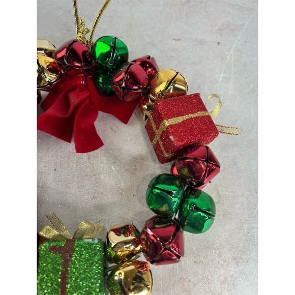 Christmas Jingle Bell Wreath Multicolor Holiday Door Decoration - Picture 11 of 15